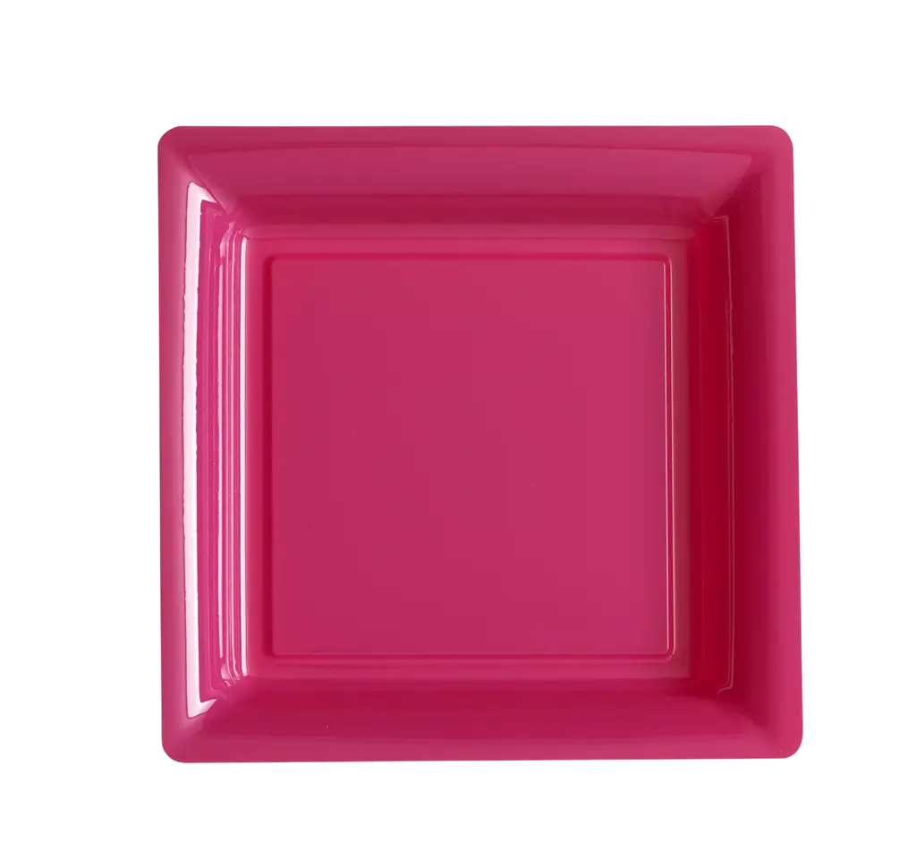 Square Reusable Unbreakable Plates 23.5 cm Fuchsia – Party Tableware