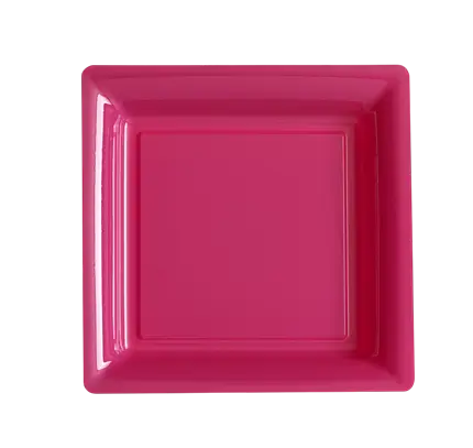 Square Reusable Unbreakable Plates 23.5 cm Fuchsia – Party Tableware