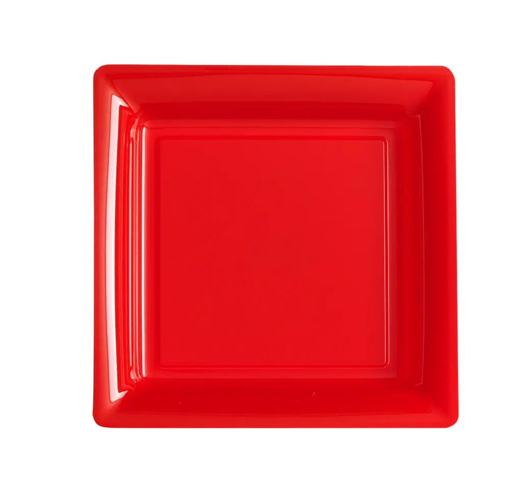 Square Reusable Unbreakable Plates 18 cm Red – Party Tableware