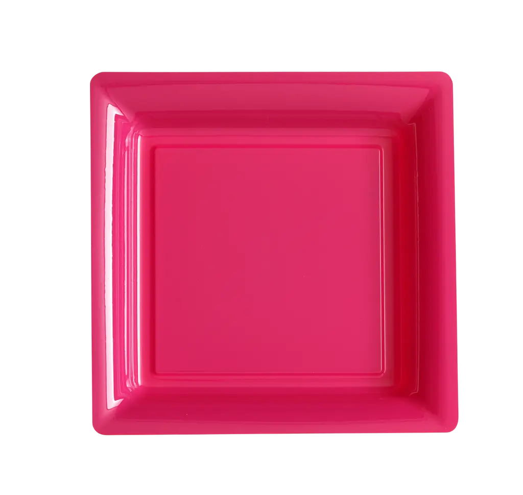 Square Reusable Unbreakable Plates 18 cm Fuchsia – Party Tableware