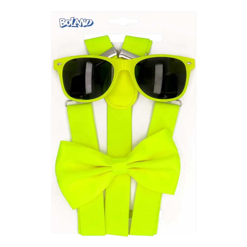 Fluorescent party and fancy dress accessory kit - Fluorescent yellow