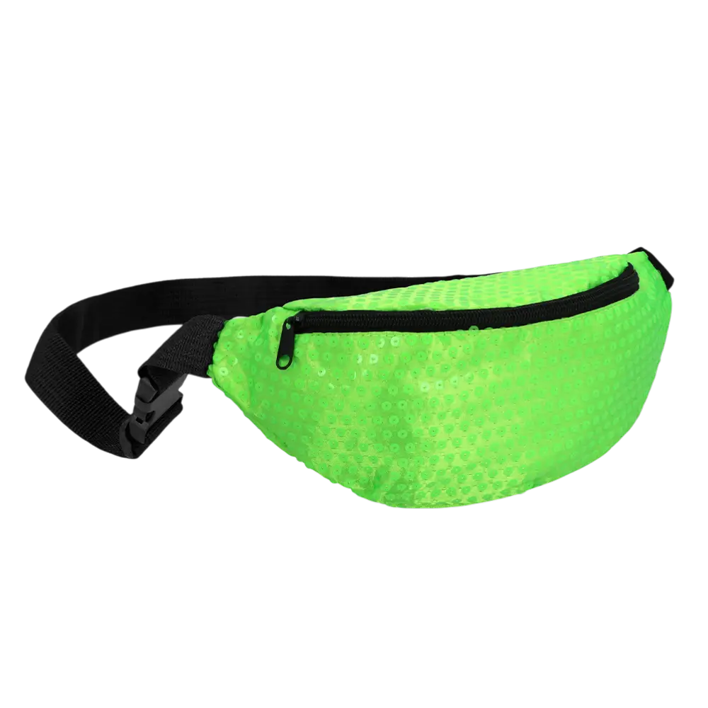 Sequin fanny pack for parties and fancy dress - Fluorescent green