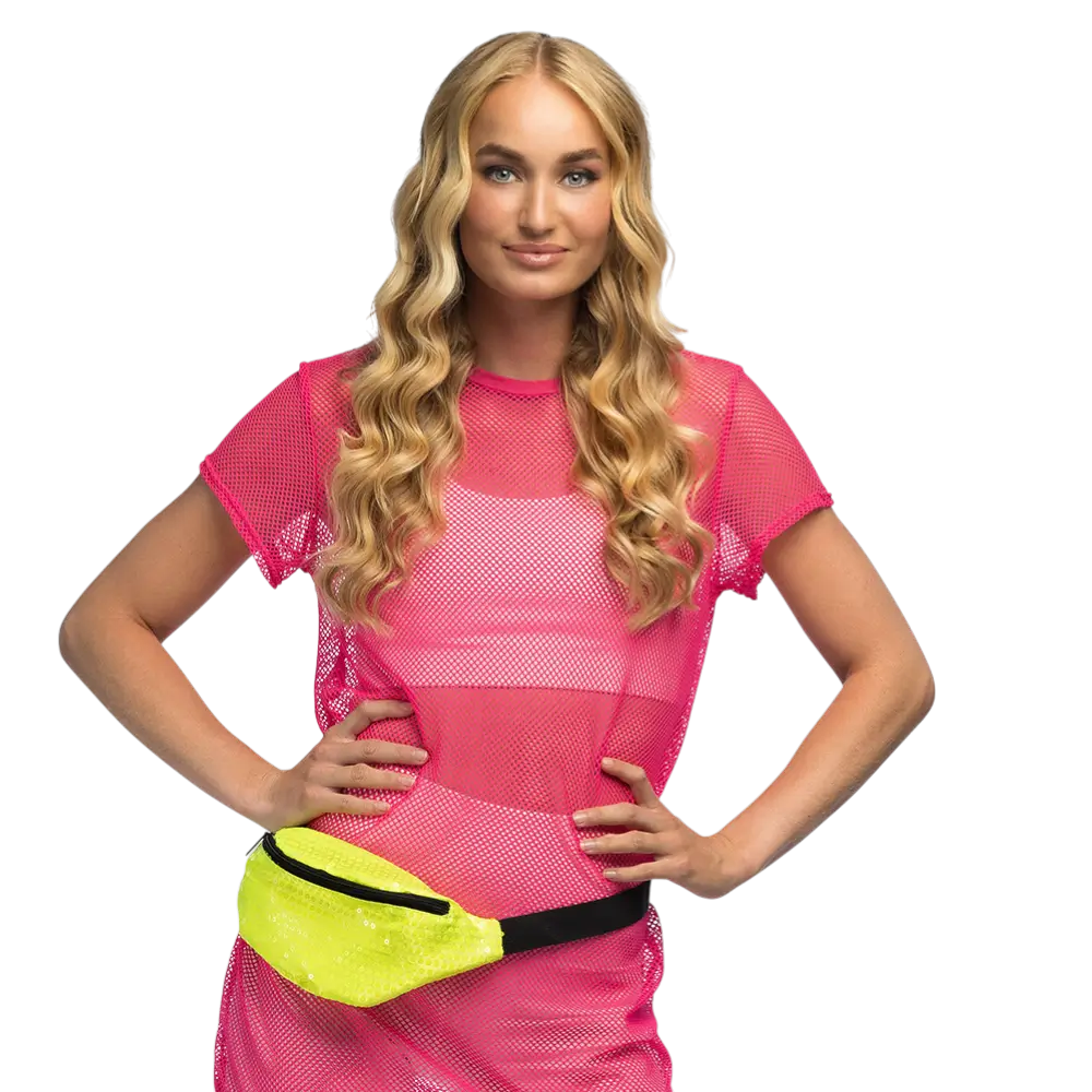 Sequin fanny pack for parties and fancy dress - Fluorescent yellow