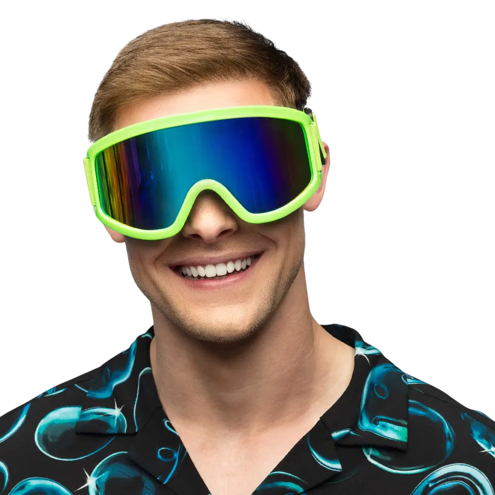 Ski goggles for parties and fancy dress - Fluorescent green
