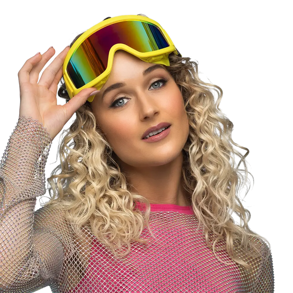 Ski goggles for parties and fancy dress - Fluorescent yellow