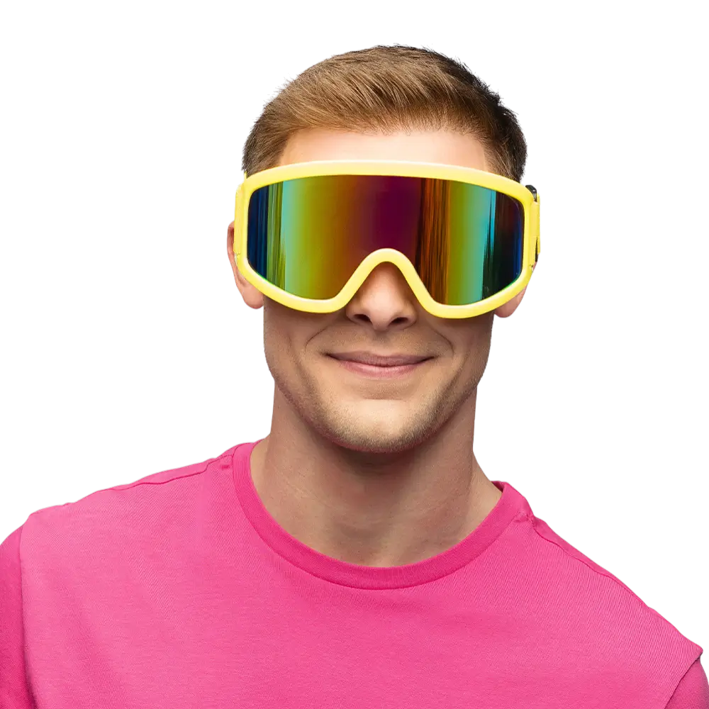 Ski goggles for parties and fancy dress - Fluorescent yellow