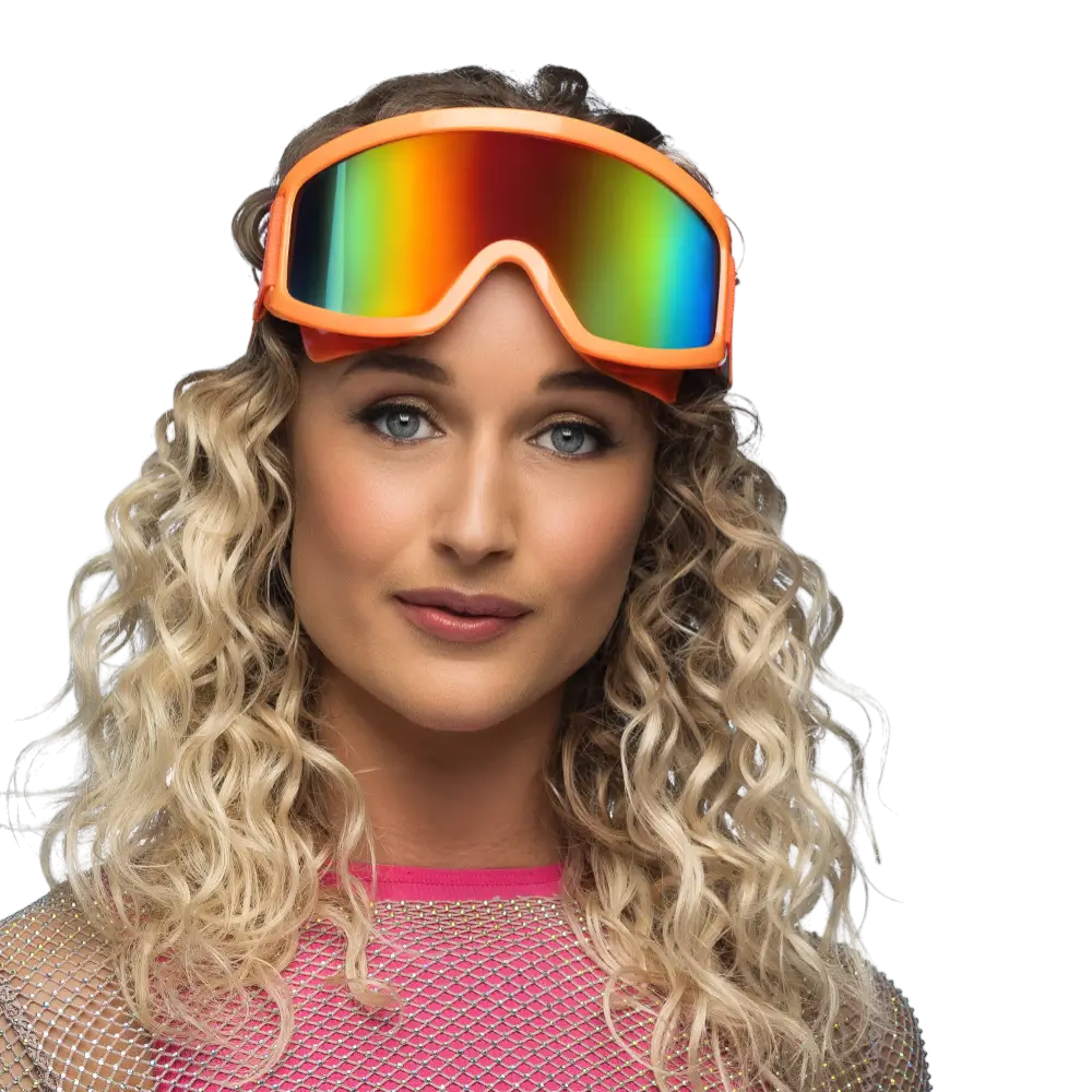Ski goggles for parties and fancy dress - Fluorescent orange