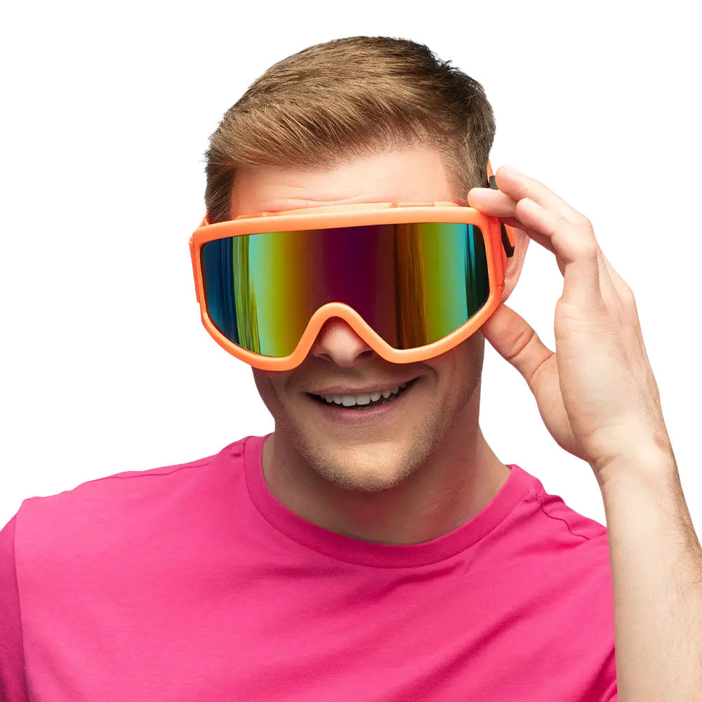 Ski goggles for parties and fancy dress - Fluorescent orange