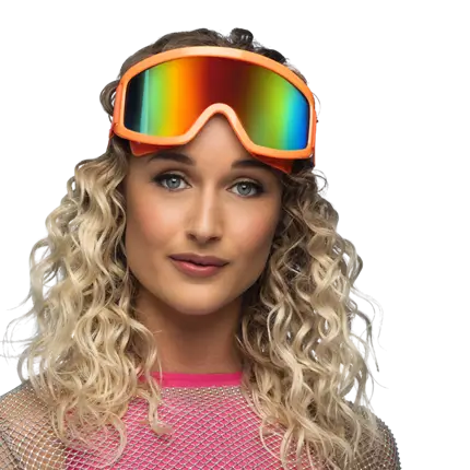 Ski goggles for parties and fancy dress - Fluorescent orange