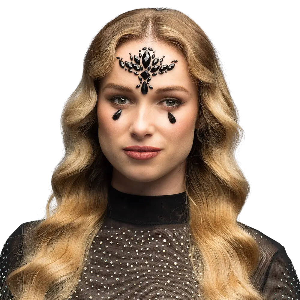 Madeline" adhesive face rhinestones - Black