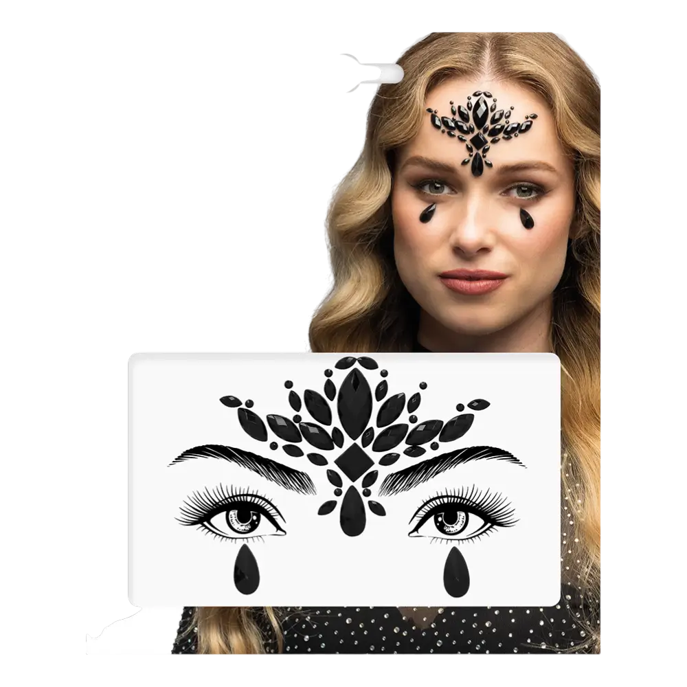 Madeline" adhesive face rhinestones - Black
