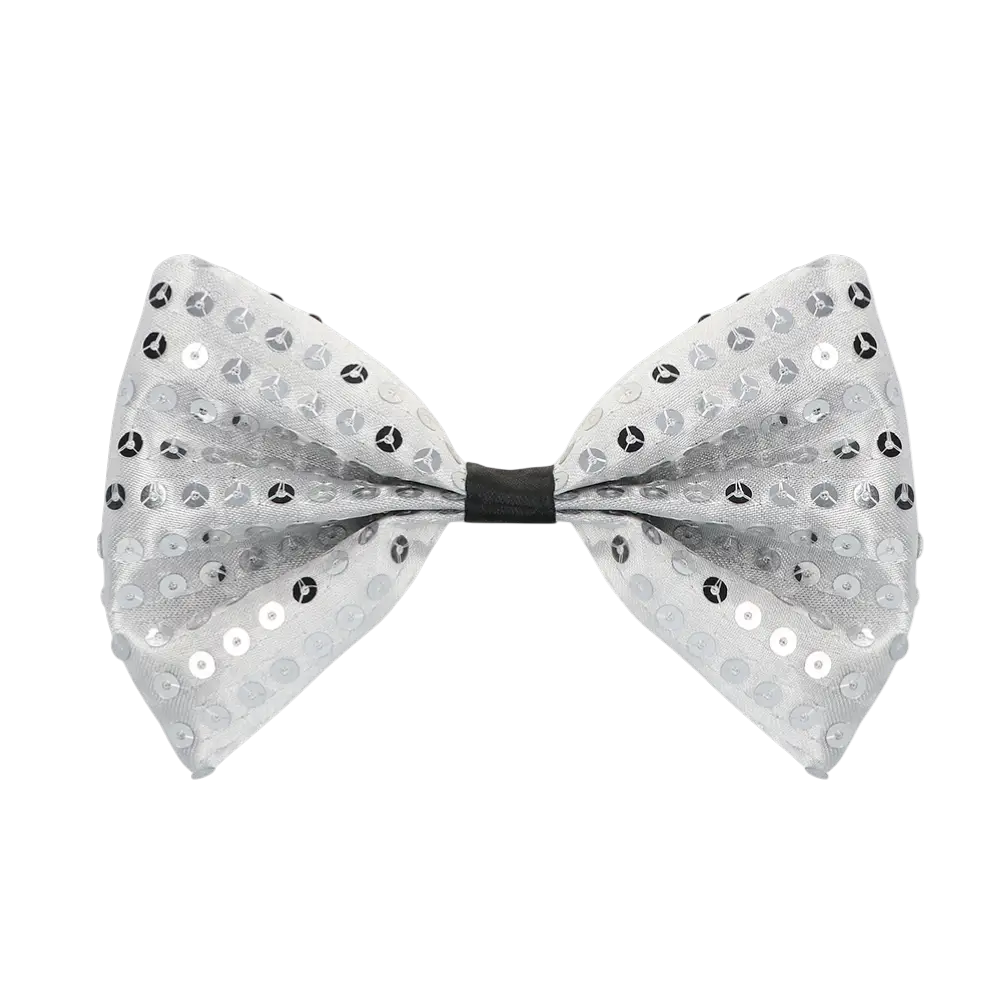 Spangles" sequined waistcoat and bow tie - Size M/L - Silver