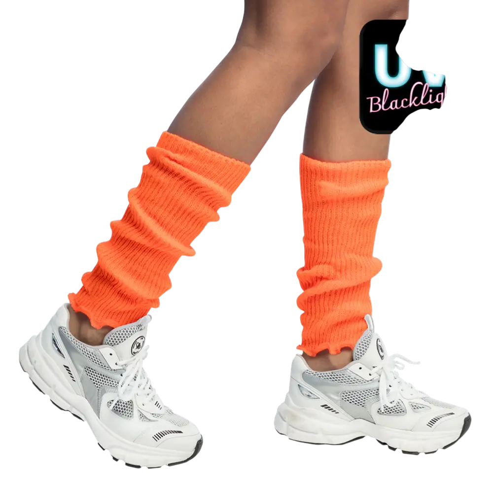Fluorescent Orange UV Legwarmers - 80's Disco Accessory