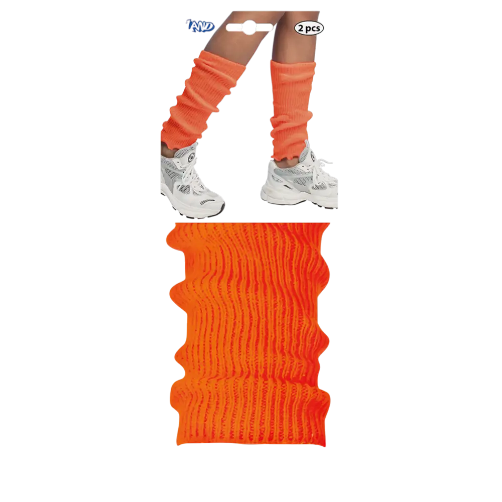 Fluorescent Orange UV Legwarmers - 80's Disco Accessory