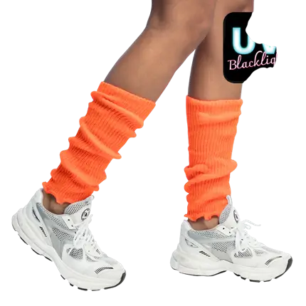 Fluorescent Orange UV Legwarmers - 80's Disco Accessory