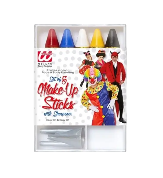 Face make-up pencils - 5 colour kit with sharpener - Halloween Carnival Party