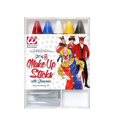 Face make-up pencils - 5 colour kit with sharpener - Halloween Carnival Party