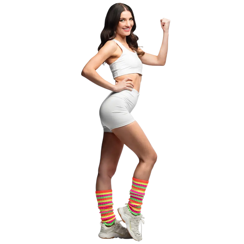 Rainbow leggings - 80s fancy dress accessories