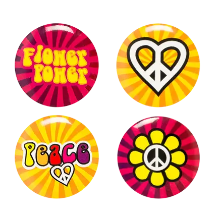 Pack of 4 Hippie badges - Flower Power accessories
