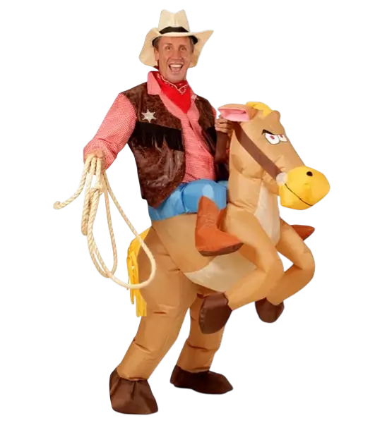 Inflatable Cowboy and Horse Costume - Carnival Disguise