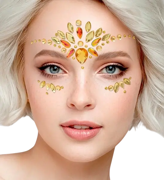 Yellow Diamonds Face Jewellery - Strass Festival