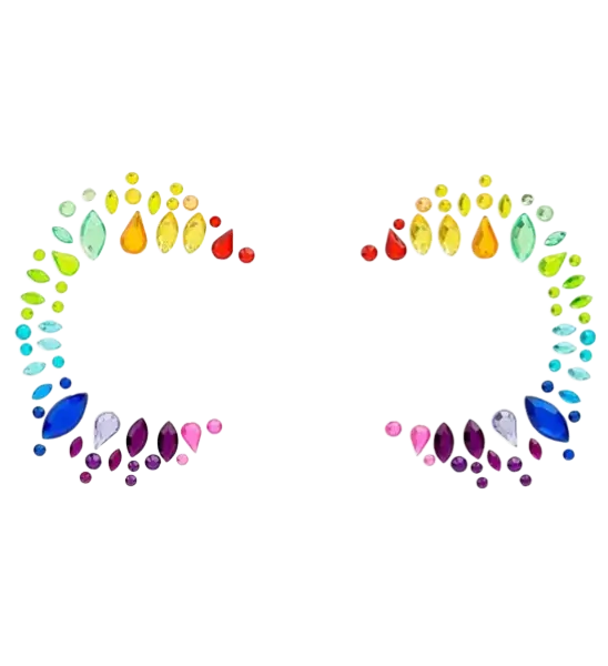 Reine de la Pride face jewellery - Rainbow rhinestones