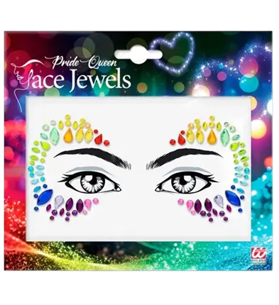 Reine de la Pride face jewellery - Rainbow rhinestones