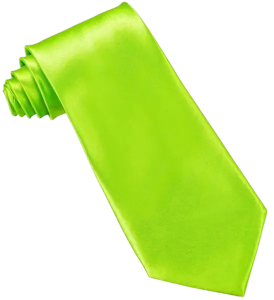 Fluorescent Green Satin Tie - 80s Evening Accessory