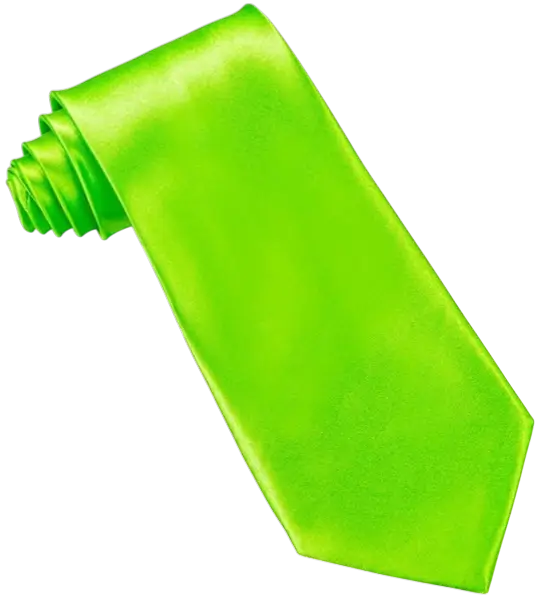 Fluorescent Green Satin Tie - 80s Evening Accessory