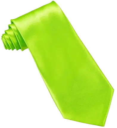 Fluorescent Green Satin Tie - 80s Evening Accessory