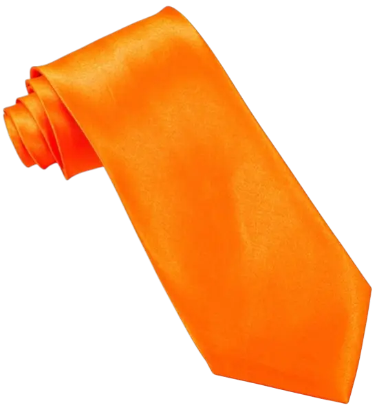 Fluorescent Orange Satin Tie - 80s Evening Accessory