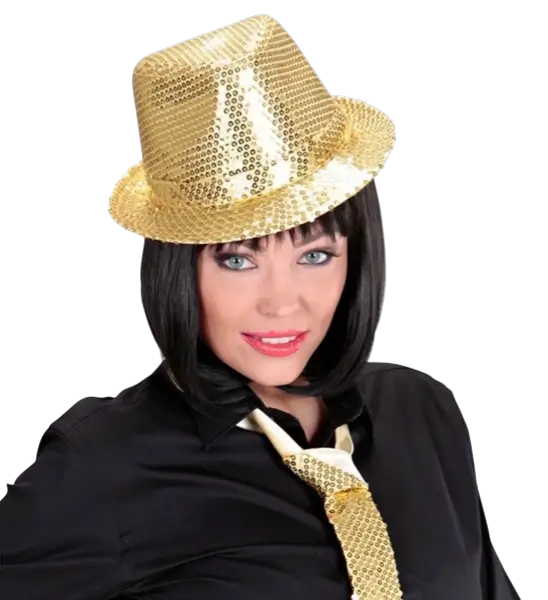 Chapeau Pailleté Doré - Disco Evening Accessory