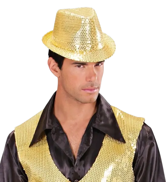 Chapeau Pailleté Doré - Disco Evening Accessory