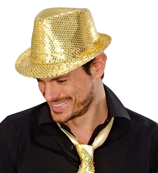Chapeau Pailleté Doré - Disco Evening Accessory