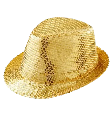 Chapeau Pailleté Doré - Disco Evening Accessory