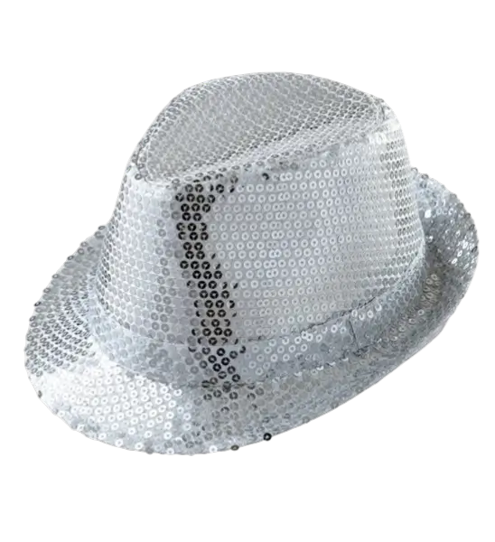 Silver Glitter Hat - Disco Evening Accessory