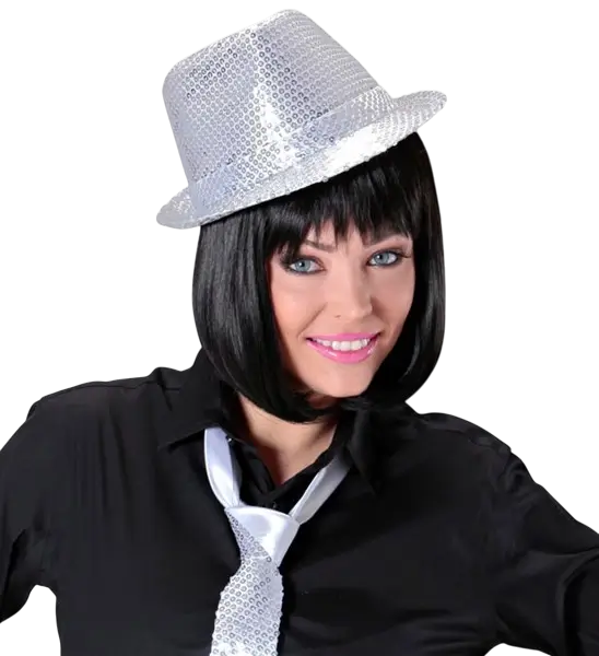 Silver Glitter Hat - Disco Evening Accessory