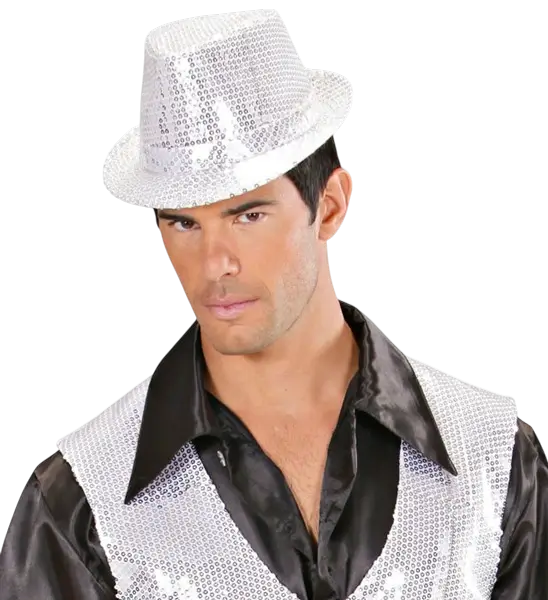 Silver Glitter Hat - Disco Evening Accessory