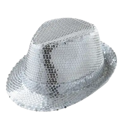 Silver Glitter Hat - Disco Evening Accessory