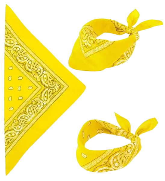 Yellow Cowboy Bandana 55x55 cm - Western Scarf