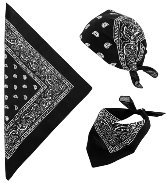 Black Cowboy Bandana 55x55 cm - Western Scarf