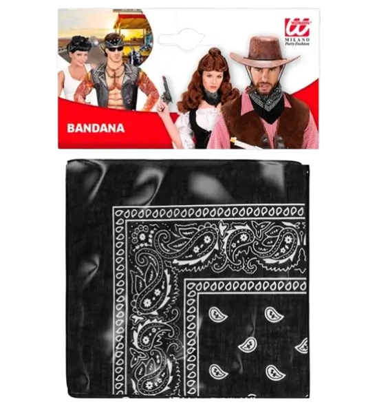 Black Cowboy Bandana 55x55 cm - Western Scarf