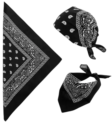 Black Cowboy Bandana 55x55 cm - Western Scarf