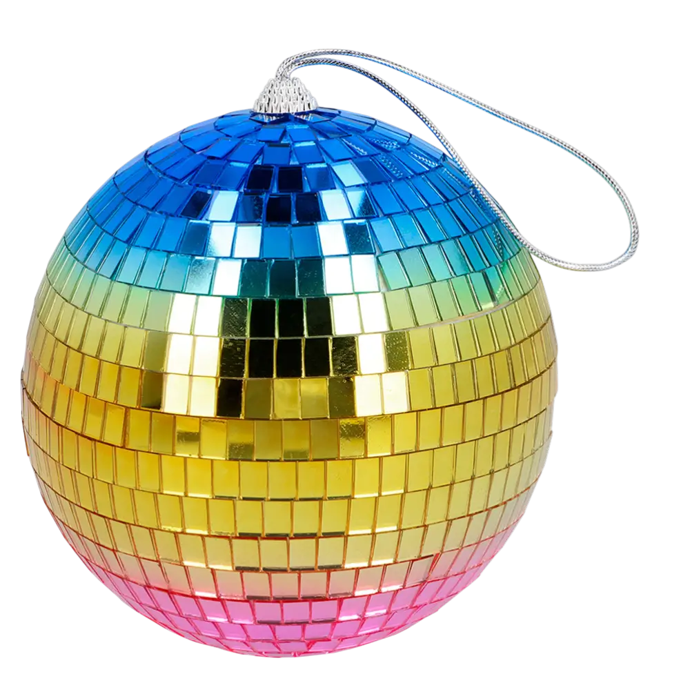 Rainbow Disco Ball 15 cm - Disco & 80's party decoration