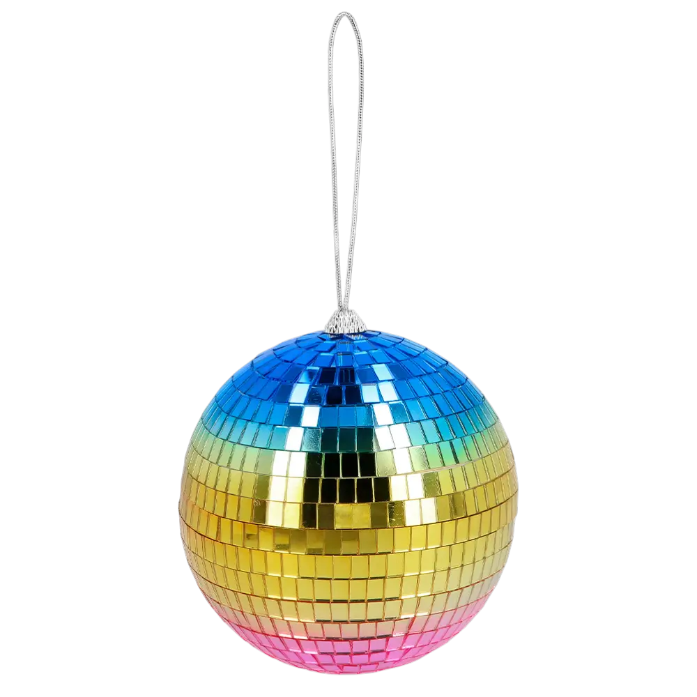 Rainbow Disco Ball 15 cm - Disco & 80's party decoration
