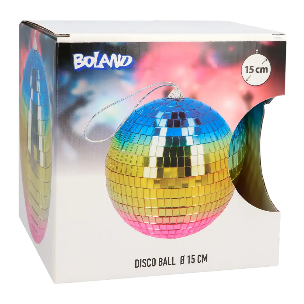 Rainbow Disco Ball 15 cm - Disco & 80's party decoration