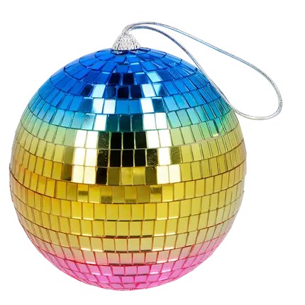 Rainbow Disco Ball 15 cm - Disco & 80's party decoration