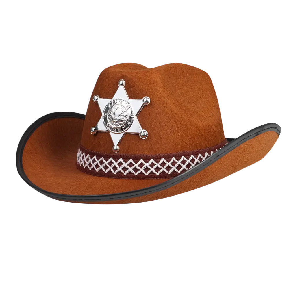 Sheriff Brown Cowboy Hat - Wild West Disguise Accessory