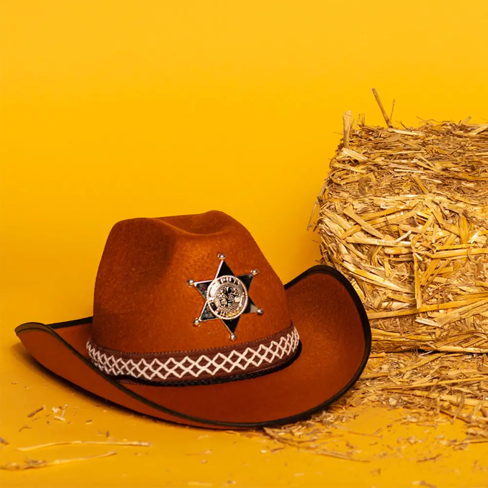Sheriff Brown Cowboy Hat - Wild West Disguise Accessory