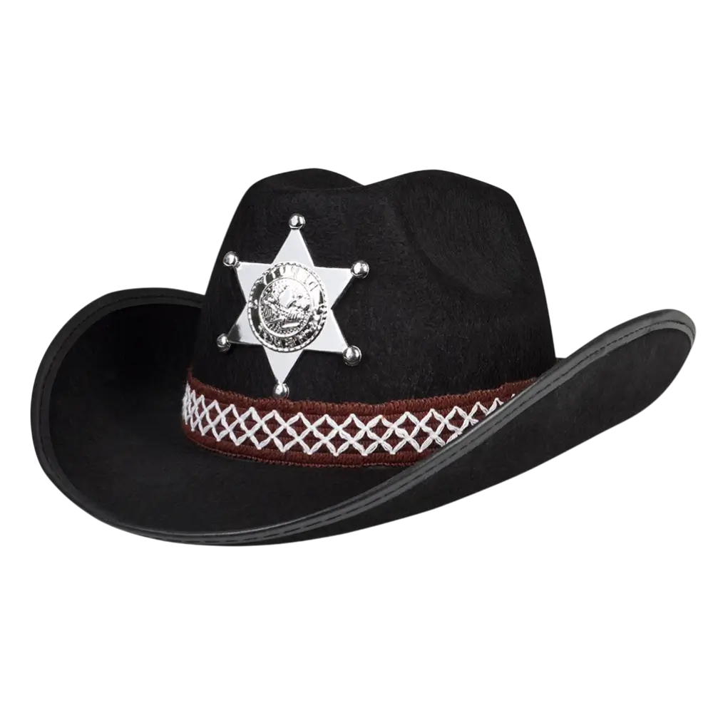 Sheriff Black Cowboy Hat - Wild West Disguise Accessory